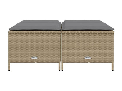 Tabourets de jardin avec coussins lot de 4 beige résine tressée AUXL80030