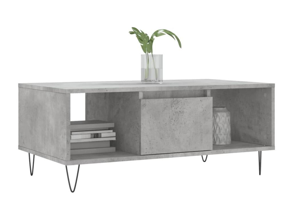 Table basse Gris béton 90x50x36.5 Bois d'ingénierie HDAK07571