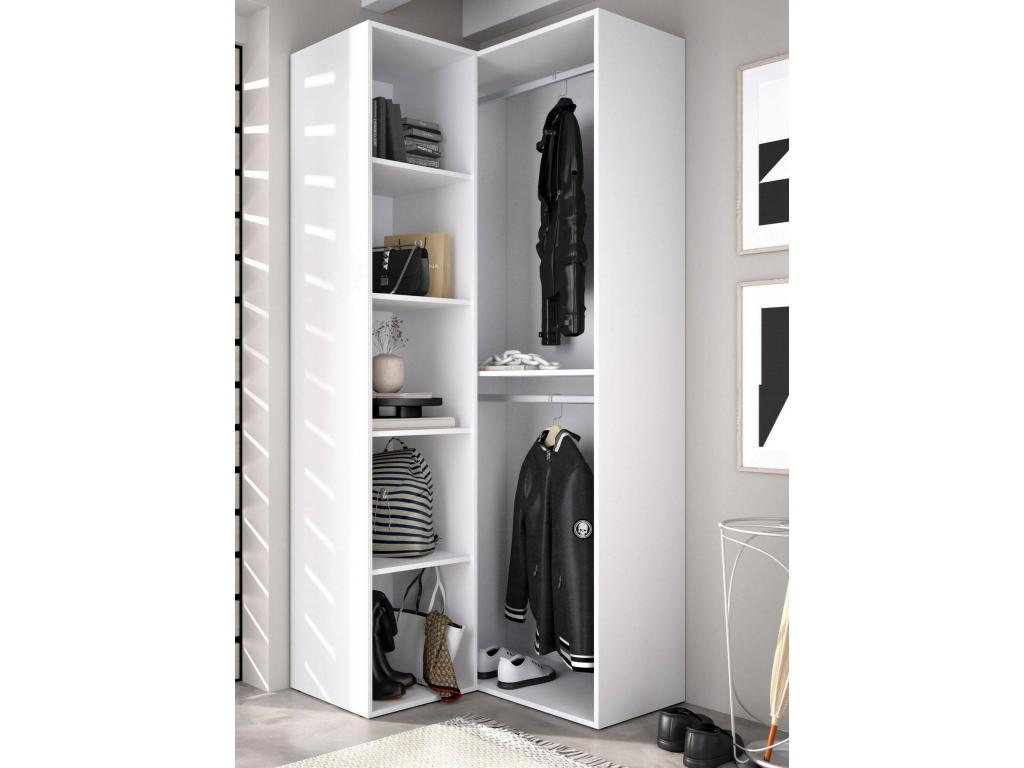 Grande Garde-robe Dhom Meubles de chambre Penderie de plain-pied Placard à vêtements 85x85 h205 cm Blanc et Chêne clair XXLT95324