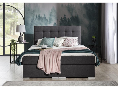 Lit boxspring simili cuir noir avec matelas et surmatelas Kavin-180x200 VOAE92720