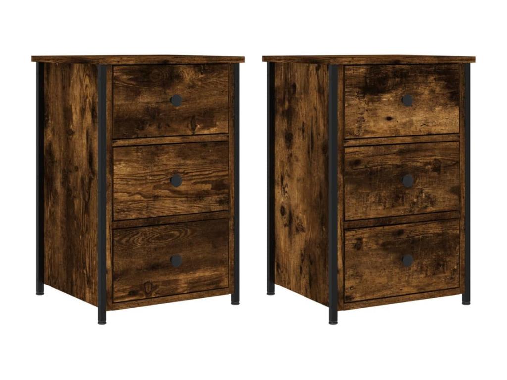 Tables de chevet 2 pcs chêne fumé 40x36x60 bois d'ingénierie VVBM93795