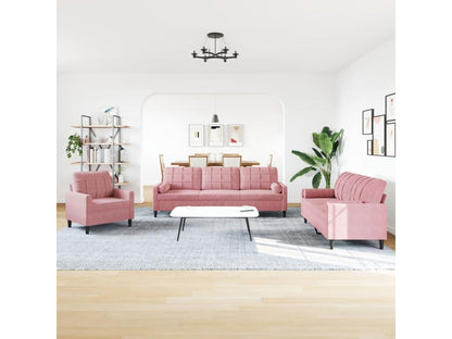 Ensemble de canapés 3pcs et coussins et traversins rose velours DZSP78708