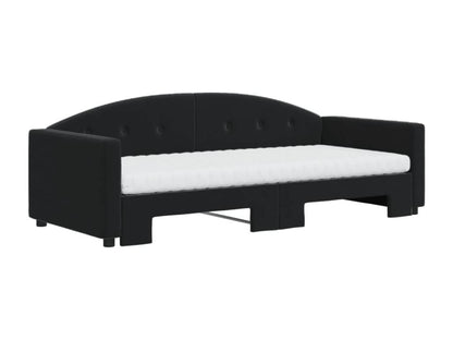 Lit de jour avec gigogne et matelas noir 90x200 cm velours QDTP50686