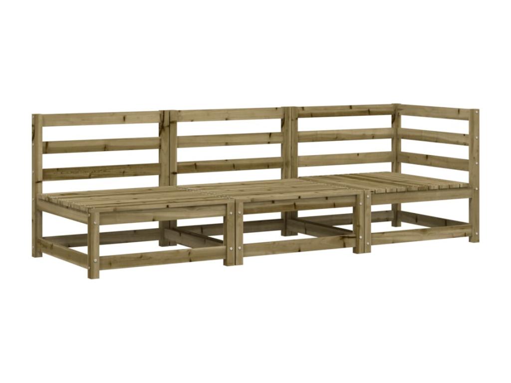 Canapé de jardin 3 places bois de pin imprégné RNLM12737