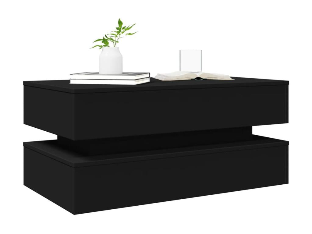 Table basse avec Chezlovaères LED noir 90x50x40 cm ZBEG39048