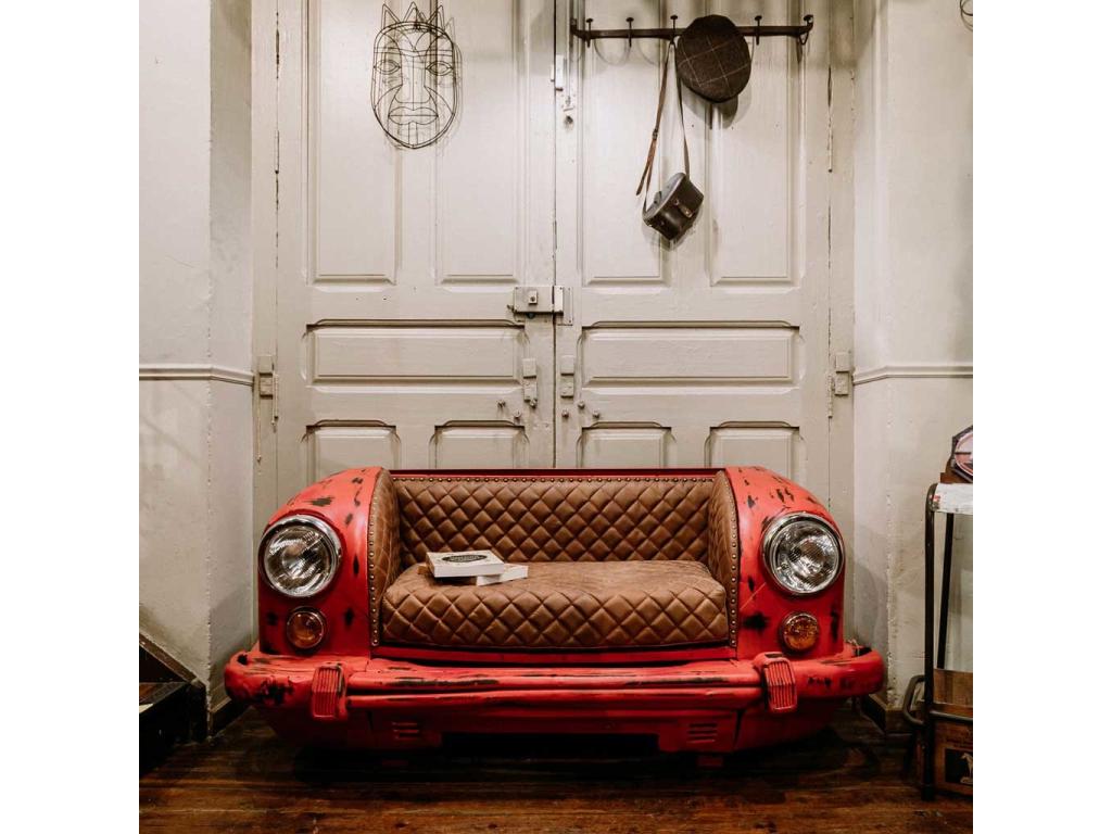 Canapé voiture en métal rouge 157x68x68 UVBT11181
