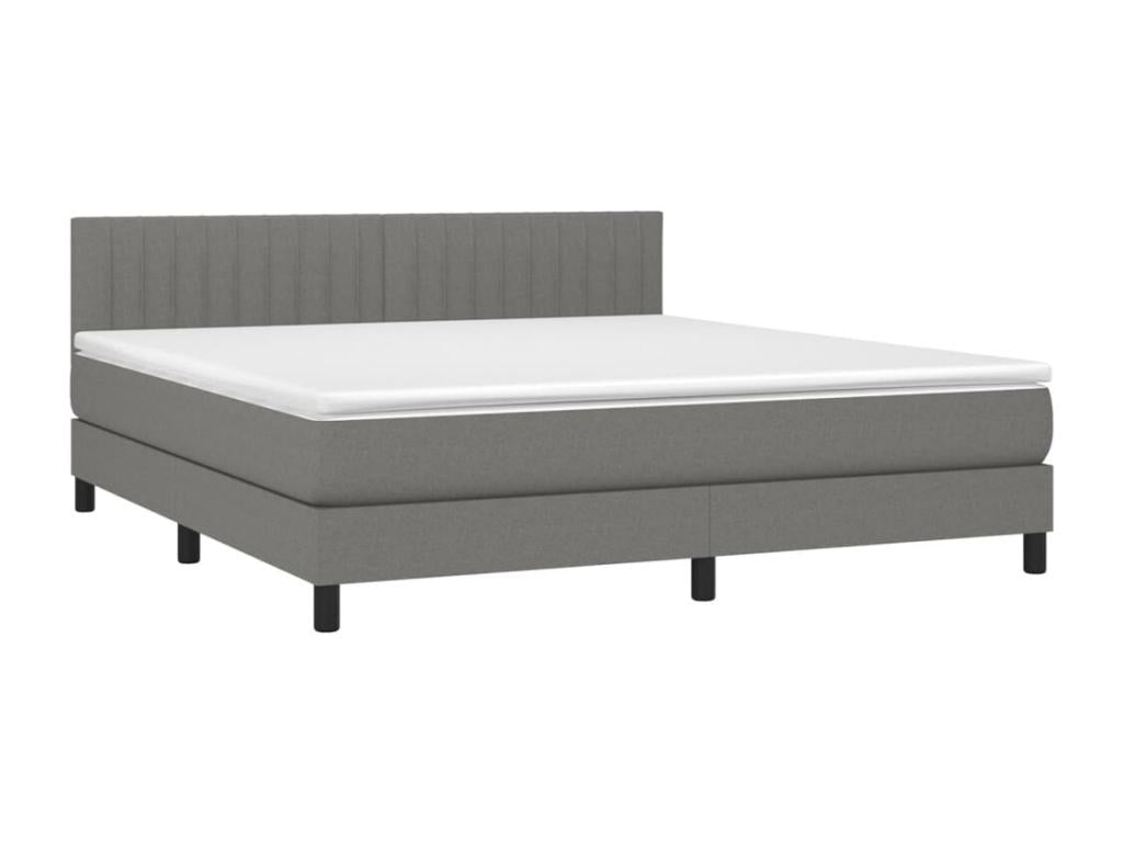 Sommier à Chezlova de lit avec matelas Gris foncé 180x200cm Tissu NNEV32187