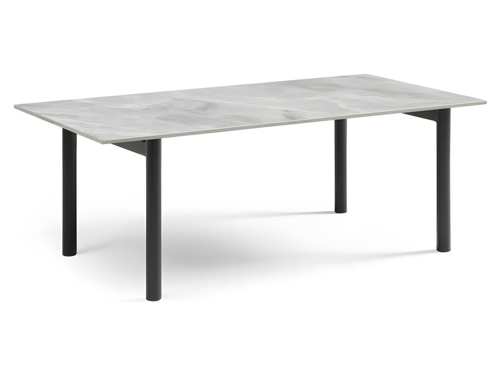 Table basse 120x60 cm céramique gris marbré laqué pieds droits - Chezlova 09 DXNY38147