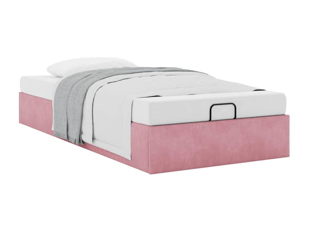 Cadre de lit pouf sans matelas rose 80x200 cm velours DQTW93115