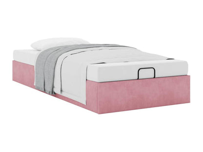 Cadre de lit pouf sans matelas rose 80x200 cm velours DQTW93115