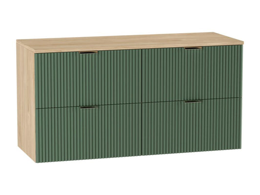 Meuble lavabo Chezlova façades cannelées Chezlova 120x60x47 cm Vert/Noyer CGDH58096