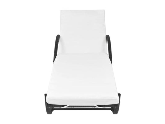 Chaise longue avec coussin et table Résine tressée Noir GGKZ73371