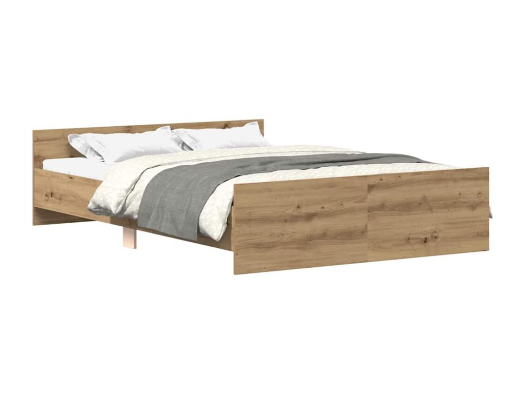 Cadre de lit sans matelas chêne artisanal 135x190 cm AODM87054