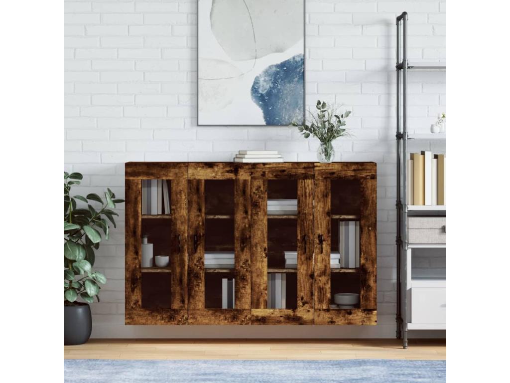 Armoires murales 2 pcs chêne fumé bois d'ingénierie PZOZ26503