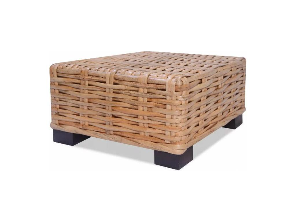 Table basse carrée rotin naturel et manguier massif noir Chezlova KTAI90852