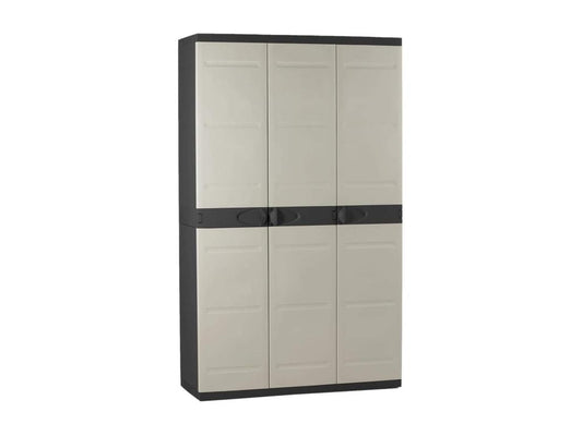 Armoire meuble de rangement 3 portes intérieur/extérieur Couleuris noir/Chezlova QKQT45275