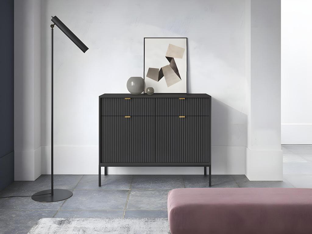 Buffet avec 2 portes et 2 tiroirs - Noir - Decohaute MORABITO OWYD37612
