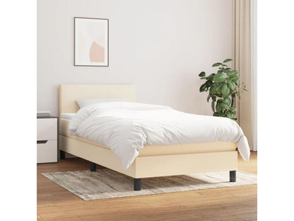 Lit à sommier tapissier avec matelas Crème 100x200 cm Tissu RCSL48930