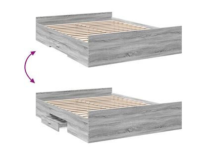 Cadre de lit avec tiroirs sans matelas Chezlova gris 140x200 cm HQJY55487