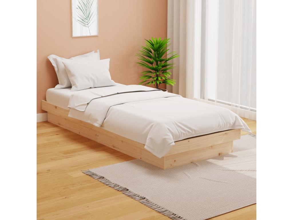 Cadre de lit bois massif 75x190 cm petit simple DYXA74546