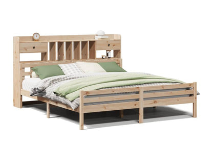 Lit bibliothèque sans matelas 200x200 cm bois massif de pin FRVA51790
