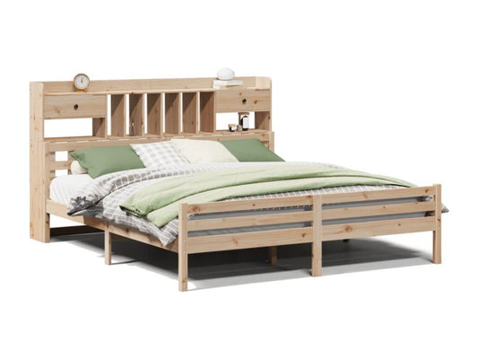 Lit bibliothèque sans matelas 200x200 cm bois massif de pin FRVA51790