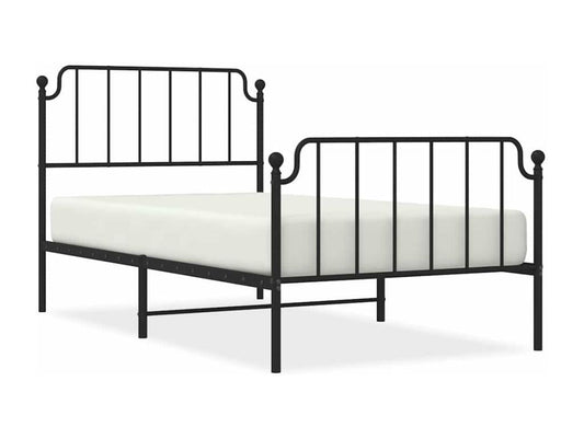 Cadre de lit métal sans matelas avec pied de lit noir 100x190cm MWGV37326