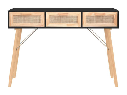Table console Noir 105x30x75 cm Bois massif pin /rotin naturel LFBZ79613
