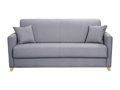 Canapé convertible 3 places en tissu gris clair et bois clair avec matelas 18 cm Chezlova SBVO68370