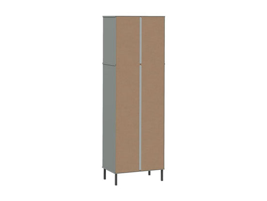 Bibliothèque à 2 tiroirs Gris 60x35x180 cm Bois massif Chezlova MABA99932