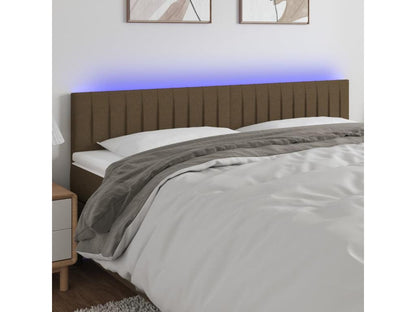 Tête de lit à LED Marron foncé 200x5x78/88 cm Tissu UKNM21960