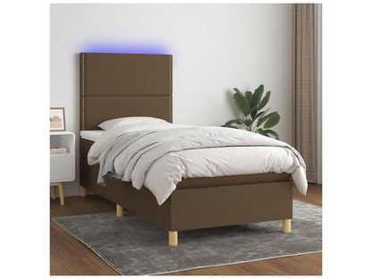 Sommier à Chezlova de lit matelas et LED Marron foncé 100x200 KTRA68133