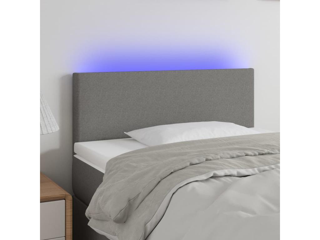 Tête de lit à LED Gris foncé 100x5x78/88 cm Tissu XKKI96769