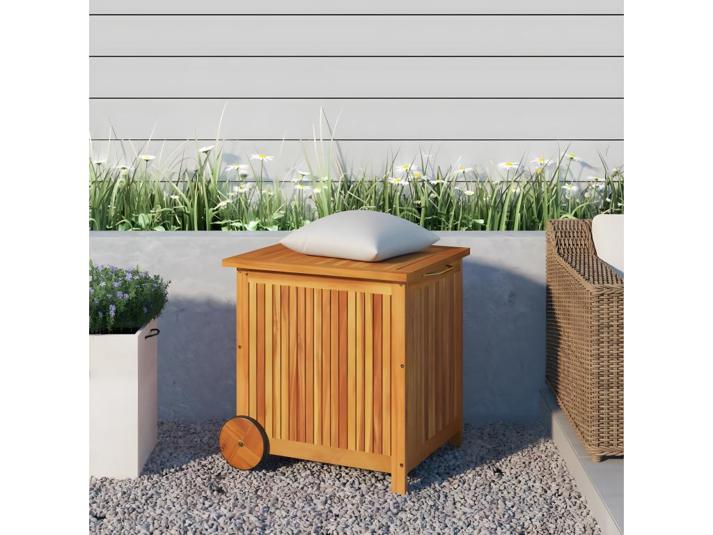 Boîte de rangement de jardin avec roues 60x50x58 cm Bois Chezlova KSQQ22892