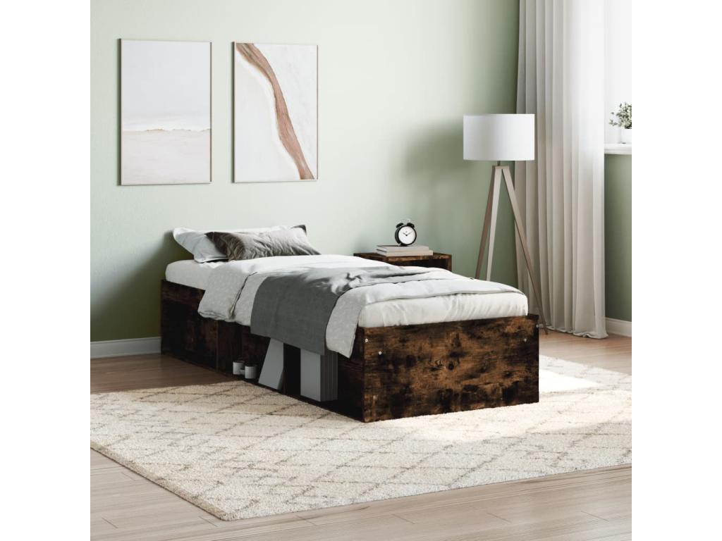 Cadre de lit chêne fumé 75x190 cm petit simple WAIK20510