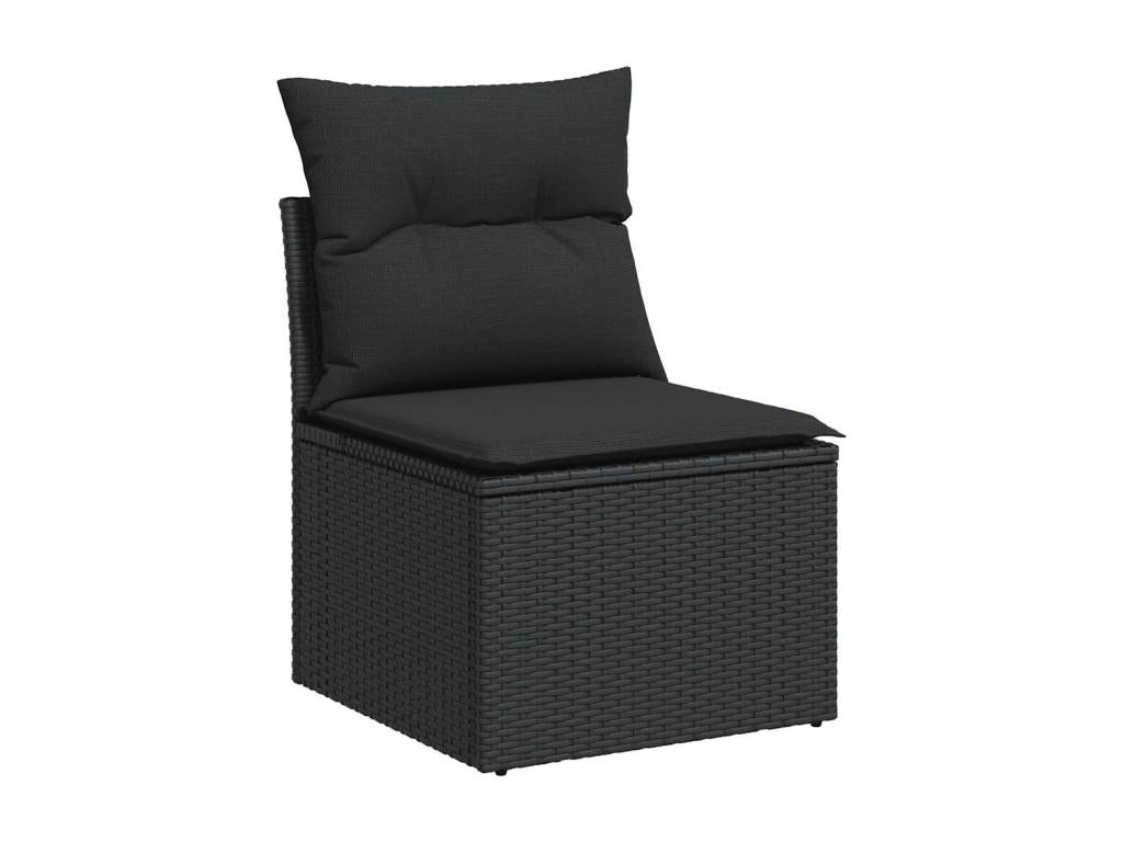 Salon de jardin 5 pcs avec coussins noir résine tressée BCFR55960