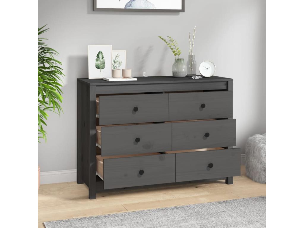 Armoire latérale Gris 100x40x72 cm Bois de pin massif PPMS96685