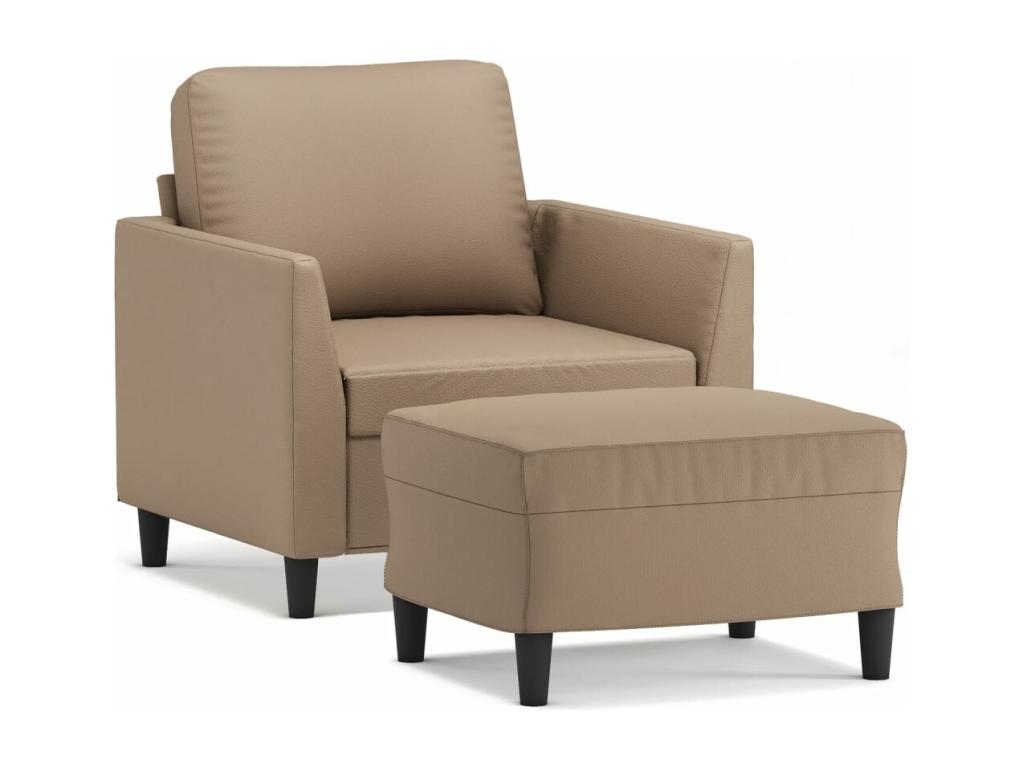 Fauteuil avec repose-pied Cappuccino 60 cm Similicuir GLSI97773