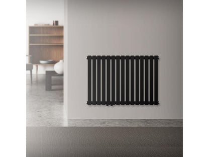Radiateur de salle de bain horizontal noir mat acier connexion au bas 87x60 cm CNRS92533