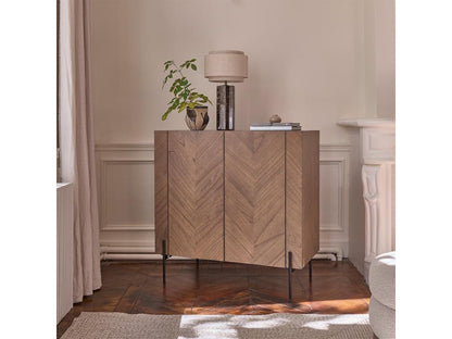 Meuble bar en décohaute massif et métal finition noyer 100 cm ECBI45164