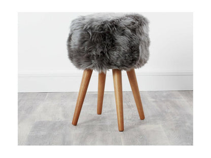 Tabouret bois en peau de mouton VXPB14952
