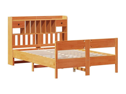 Lit bibliothèque sans matelas cire marron 160x200 cm pin massif XLTJ70987