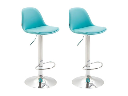 Lot de 2 Tabouret de bar - Similicuir / Métal chromé - Bleu - Chezlova VOCA04239
