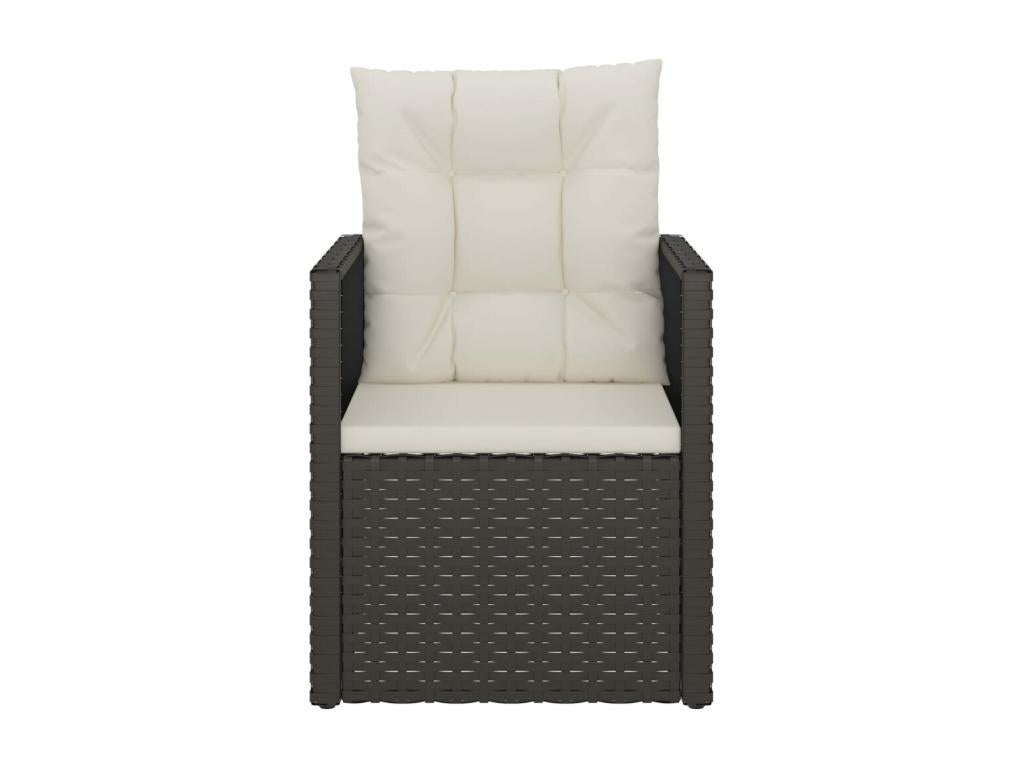 Fauteuil de jardin avec coussins Noir Résine tressée TPMX00591