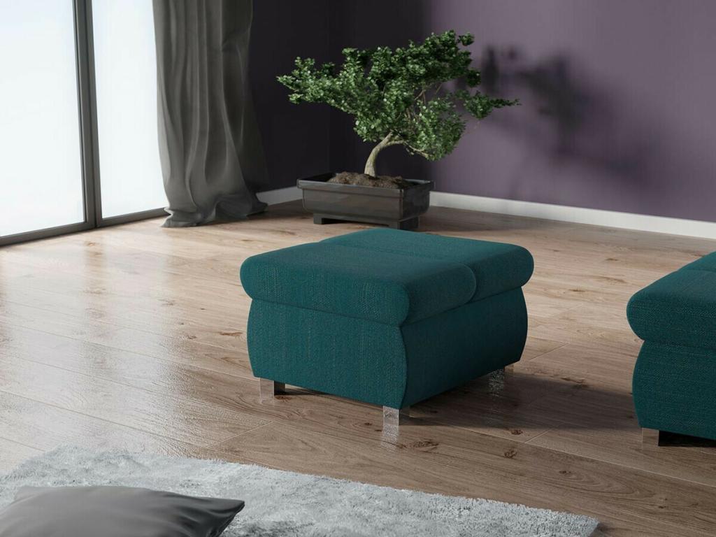 Pouf Chezlova 142 Turquoise 39x60x60cm Tapisserie Pieds Métal ARWA86651