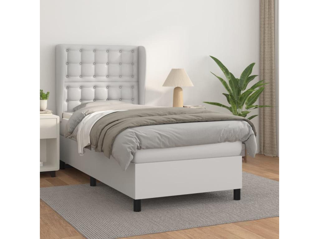 Lit à sommier tapissier avec matelas Blanc 80x200 cm Similicuir XHAP53210