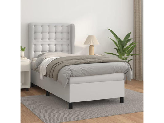 Lit à sommier tapissier avec matelas Blanc 80x200 cm Similicuir XHAP53210