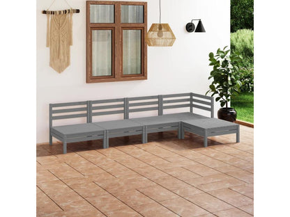 Salon de jardin 5 pcs Bois de pin massif Gris 2 TFIJ30303