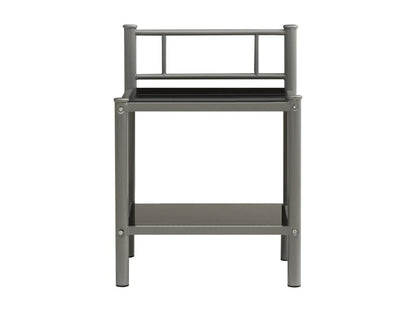 Table de chevet Gris et noir 45x34,5x60,5 Métal et verre EOFP77619