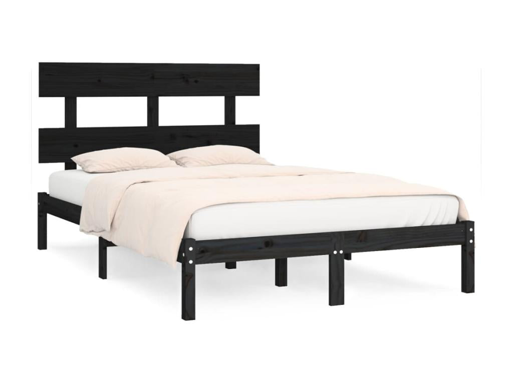 Lit Noir Bois de pin massif 200x200 IHPX05601